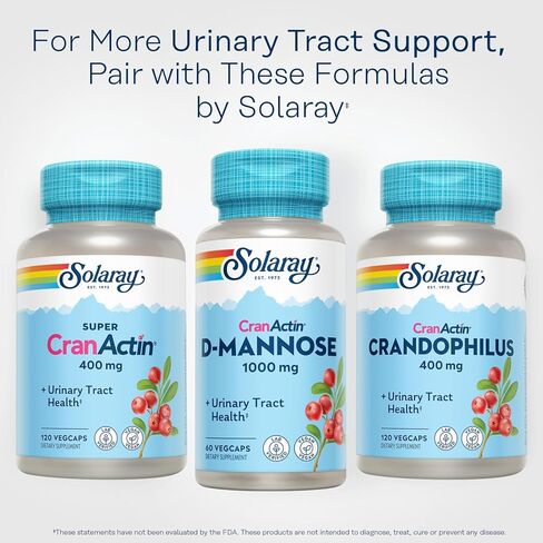 Solaray D-Mannose 1000mg with CranActin Cranberry Supplement 400mg, Urinary Tract Health & Bladder Support Capsules with Vitamin C, Vegan, 60 Day Guarantee, 75 Servings, 150 VegCaps in Saudi Arabia