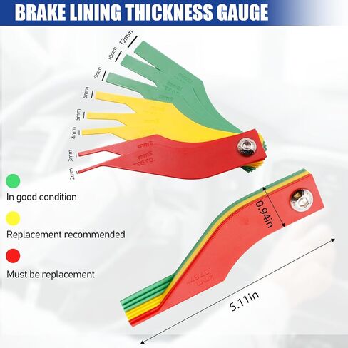 3PCS Digital Tire Tread Depth Gauge Tool Kit - Color Coded Tire Tread Depth Gauge Automotive Brake Pad Measuring Tool - Brake Lining Thickness Measure Ruler for Car Truck Motorcycle Bus in Saudi Arabia
