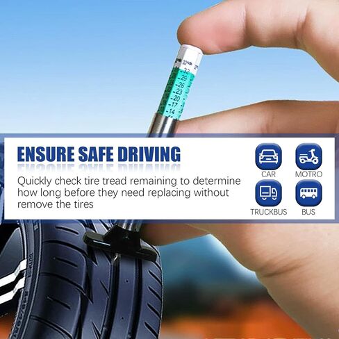 3PCS Digital Tire Tread Depth Gauge Tool Kit - Color Coded Tire Tread Depth Gauge Automotive Brake Pad Measuring Tool - Brake Lining Thickness Measure Ruler for Car Truck Motorcycle Bus in Saudi Arabia