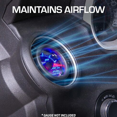 GlowShift Black Single Gauge Air Vent Pod Compatible with Chevrolet Chevy Camaro SS LT LS 5th Gen 2010-2015 - ABS Plastic - Mounts (1) 2-1/16" (52mm) Gauge to Vehicle's Left Side Air Vent in Saudi Arabia