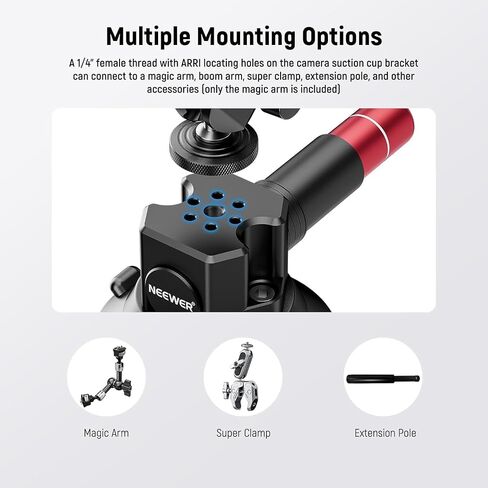 Neewer Dual Suction Cup Car Mount Kit with 360° Ball Head Magic Arm, Quick Release Air Pump Vacuum Camera Mount with Phone Holder & Action Camera Adapter Compatible with Insta360 DJI OSMO, CA066 in Saudi Arabia