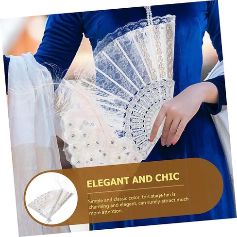 Bestyash Bride Hand Fan Fan Fan Decorative Lace Fan for Weddings حفلات وأعياد الميلاد خفيفة الوزن وملحقات زفاف محمولة أنيقة للضيوف والاحتفالات in Kuwait