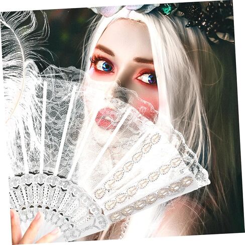 Bestyash Bride Hand Fan Fan Fan Decorative Lace Fan for Weddings حفلات وأعياد الميلاد خفيفة الوزن وملحقات زفاف محمولة أنيقة للضيوف والاحتفالات in Kuwait