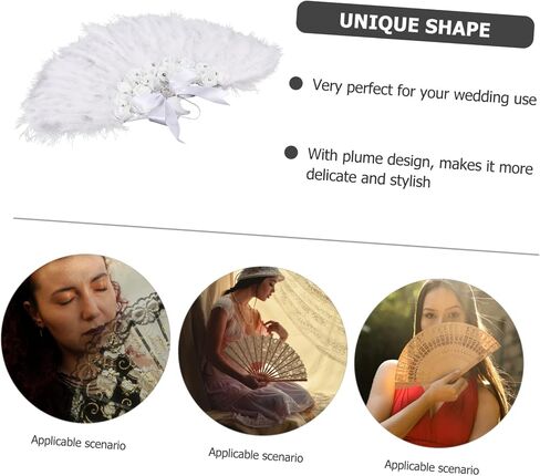 Cabilock Wedding Fans Bridal Plume Fans for Weddings Lady Performance Fans Decorative Handheld Fans Plastic Plume Prop in Saudi Arabia