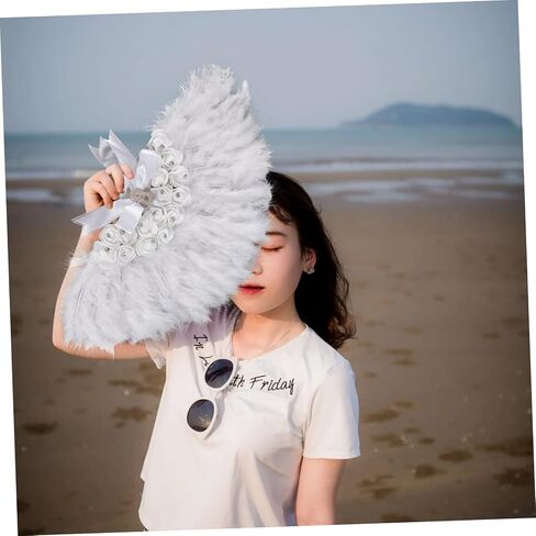 Cabilock Wedding Fans Bridal Plume Fans for Weddings Lady Performance Fans Decorative Handheld Fans Plastic Plume Prop in Saudi Arabia
