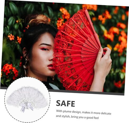 Cabilock Wedding Fans Bridal Plume Fans for Weddings Lady Performance Fans Decorative Handheld Fans Plastic Plume Prop in Saudi Arabia