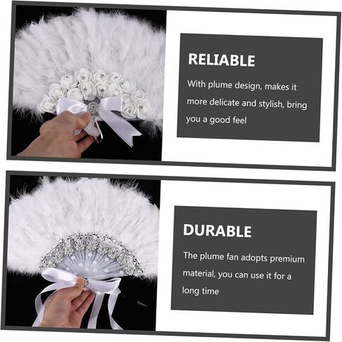 Cabilock Wedding Fans Bridal Plume Fans for Weddings Lady Performance Fans Decorative Handheld Fans Plastic Plume Prop in Saudi Arabia