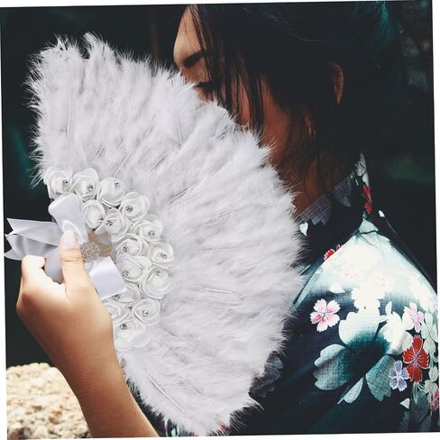 Cabilock Wedding Fans Bridal Plume Fans for Weddings Lady Performance Fans Decorative Handheld Fans Plastic Plume Prop in Saudi Arabia