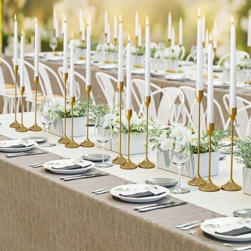 Brass Gold Metal Taper Candle Holder, Vintage Candlestick Holders, Candle Sticks Holder Decor for Wedding Wedding, Dinning, Party, Fits 3/4 inch Thick Candle&Led Candles (Set of 6 Pcs) in Kuwait