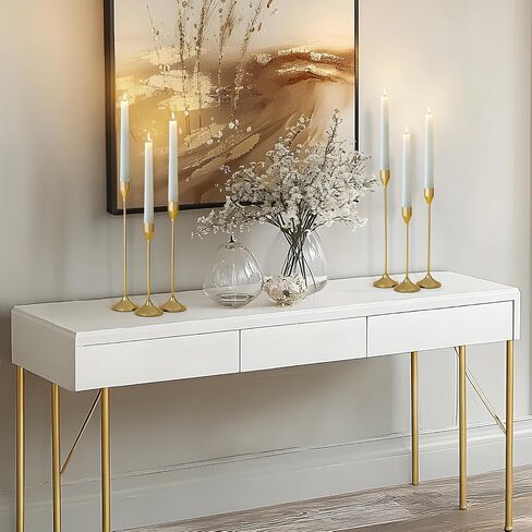 Brass Gold Metal Taper Candle Holder, Vintage Candlestick Holders, Candle Sticks Holder Decor for Wedding Wedding, Dinning, Party, Fits 3/4 inch Thick Candle&Led Candles (Set of 6 Pcs) in Kuwait
