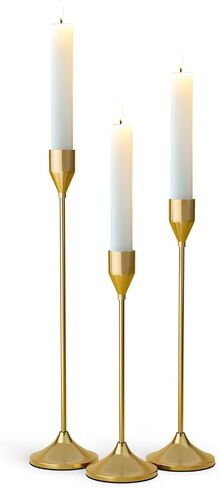 Brass Gold Metal Taper Candle Holder, Vintage Candlestick Holders, Candle Sticks Holder Decor for Wedding Wedding, Dinning, Party, Fits 3/4 inch Thick Candle&Led Candles (Set of 6 Pcs) in Kuwait