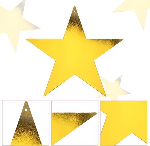 24pcs قواطع Silver Star ، النجوم الورقية المطبوعة مزدوجة الفضة الديكور دائرة ديكورز لدغات الأبطال لحفلات الحائط in Saudi Arabia