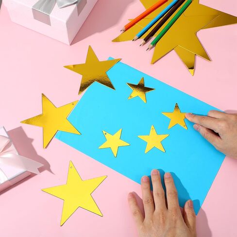 24pcs قواطع Silver Star ، النجوم الورقية المطبوعة مزدوجة الفضة الديكور دائرة ديكورز لدغات الأبطال لحفلات الحائط in Saudi Arabia