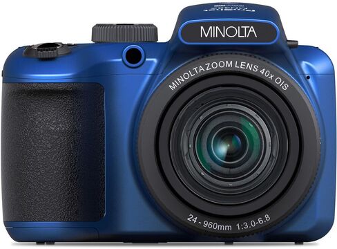MINOLTA MN40Z 20 Mega Pixels 40x Optical Zoom Digital Camera with 1080p FHD Video, Black, Bundle with 64GB Memory Card + Vlog Tripod + 4xAA Battery with Charger + Accessories in Kuwait