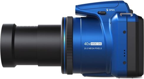 MINOLTA MN40Z 20 Mega Pixels 40x Optical Zoom Digital Camera with 1080p FHD Video, Black, Bundle with 64GB Memory Card + Vlog Tripod + 4xAA Battery with Charger + Accessories in Kuwait