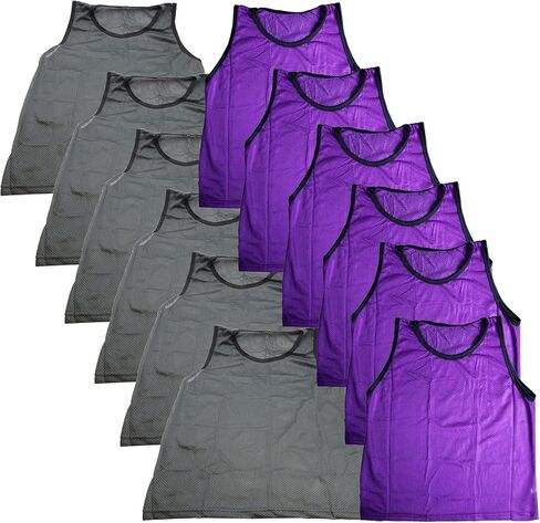 BlueDot Trading Adult Sports Pinnies Scrimmage Training Vest for Team practices for Soccer, Football, Basketball, Lacrosse, and More, Combo Green/Black, 12 Pack in Kuwait