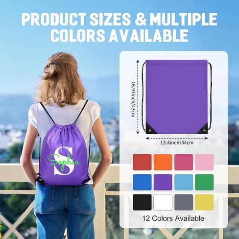 Fyore Custom Drawstring Backpacks, 200 Pack Personalized Drawstring Sports Bags with Your Logo Text for Gym Beach Climb Trips Party Events- 13.4x17Inch,12 Colors in Saudi Arabia
