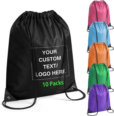 Fyore Custom Drawstring Backpacks, 200 Pack Personalized Drawstring Sports Bags with Your Logo Text for Gym Beach Climb Trips Party Events- 13.4x17Inch,12 Colors in Saudi Arabia