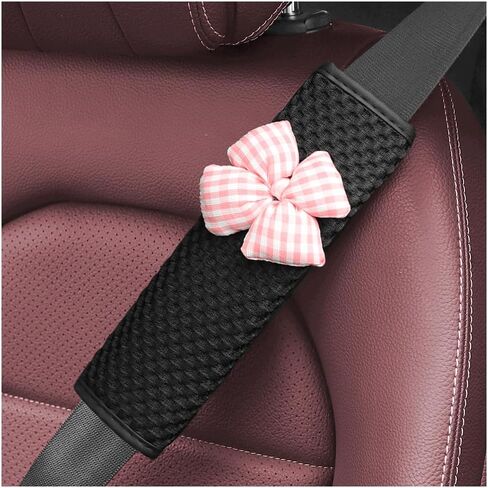 Mandark Cute Bow Car Seat Belt Covers, 2PCS Vehicle Seatbelt Neck Cushion Pads, Shoulder Strap Protector Decoration for Women Girls, Universal Automotive Interior Accessories (Pink) in Saudi Arabia
