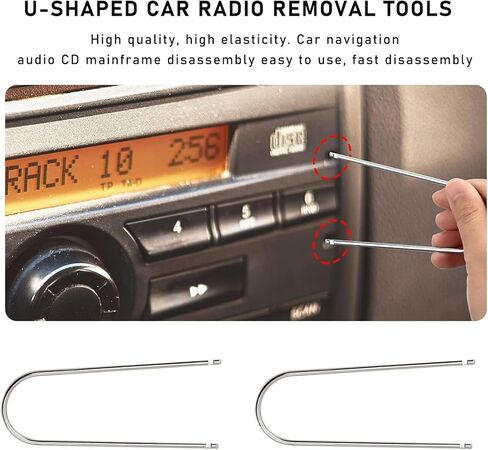 4 قطع أداة إزالة راديو السيارة، أداة فك تجميع راديو ستيريو على شكل حرف U، مجموعة أدوات إزالة صوت ستيريو تلقائي من الفولاذ المقاوم للصدأ لمعظم المركبات، ملحقات السيارة (على شكل حرف U) in Kuwait