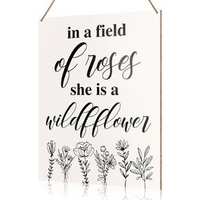 Girl Nursery Wall Sign Hanging Decor, in a Field of Roses She Is a Wildflower, Nursery Teen Girl Bedroom Toddler Room Playroom Wooden Decor Nursery Decoration