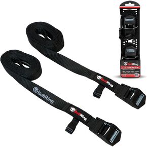 Bull Ring Lashing Tie-Down Cargo Straps (2PK) – Includes (2) Water Resistant 1" x 12' 550lb Break Strength Straps with Padded Camlock Buckles
