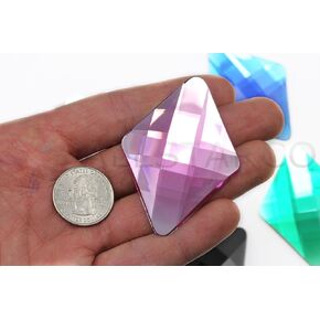 Allstarco 67x48mm Flat Back Extra Large Diamond Cosplay Gems Acrylic Big Rhinestones Plastic Jewels for Crafts Embelishments - 2 Pieces (Blue Aqua H109)