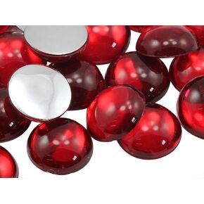 KraftGenius Allstarco 25mm Red Ruby H103 Round Flat Back Acrylic Cabochons 1 Inch Plastic Gems for Crafts Costume Embelishments Card Making Jewels Jewelry Making Cosplay Jewels - 12 Pieces