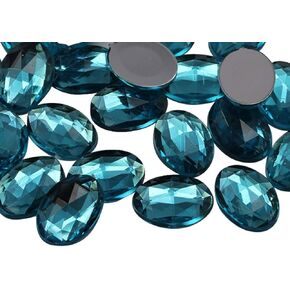 Allstarco 18x13mm Flat Back Oval Acrylic Rhinestones Plastic Costume Gems Cosplay Embelishments Decorations - 100 Pieces (Assorted Colors)