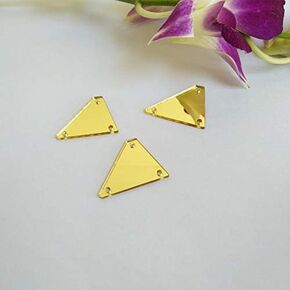 50pcs Sew On Gold Crystal Mirror Rhinestones Irregular Acrylic Mirror Sew On Stones Crystal Strass (Triangle style1, Gold)