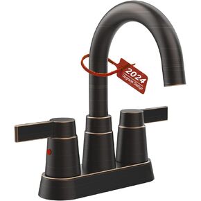 Bathroom Faucet Brushed Nickel 2-Handle Bathroom Sink Faucet 360 Degree High Arc Swivel Spout Centerset 4 Inch Vanity Faucet RV Bathroom Faucet 3 Holes Lavatory Faucet
