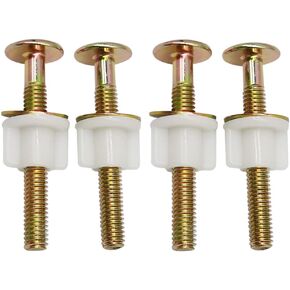 4 Pieces Universal Toilet Seat Bolts Screws Set Heavy Duty Toilet Seat Hinge Bolts with Plastic Nuts and Metal Washers Replacement Parts for Top Mount Toilet Seat Hinges
