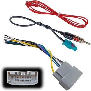 Radio Wiring Harness Antenna Adapter Connector Compatible with 2006-2016 Dodge, 2008-2016 Jeep, 2004-2016 Chrysler Modles Car Stereo CD Player Wire Cable Plugwith Antenna Adapter Connector