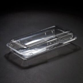 Dart PET90UT1 13 in Strudel Clear PET Hinged Container, 13.4 X 6.8 in (Case of 200)