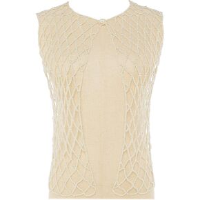 BABEYOND Pearl Jacket for Women – Mesh Top Cover Up Shawl Sleeveless Pearl Chain Blouse Vest in Kuwait