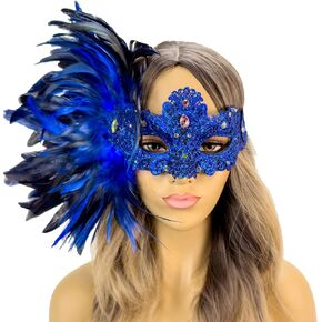 Elegant Large Feather Masquerade Mask Mardi Gras Burlesque Masks for Women Costume Feather Masks Venetian Masks