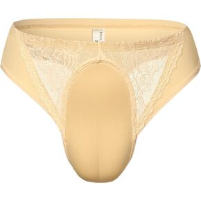 Mens Lace Hiding Gaff Panties Underwear Brief Adjustable Sissy Panties See Through Thongs Nightwear