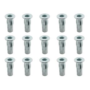 Maxmoral 15PCS Multi Grip Rivet Nut M5 Pre Ball Shank Carbon Steel Coloured Zinc Plated Flat Head Insert Nut Suitable for Sheet Metal and Non Metallic Plastic and Timber Fixing