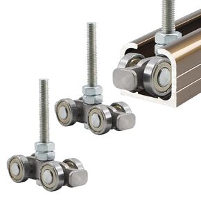 2 PCS 4 Wheel Heavy Duty Trolley Assembly Roller Stable Welded Roller Trolley 4 Bearing Silent Trolley Assembly for 1-5/8" Wide and All 1-5/8" or Taller Strut Channel with M10 Bolt and 2 Nut