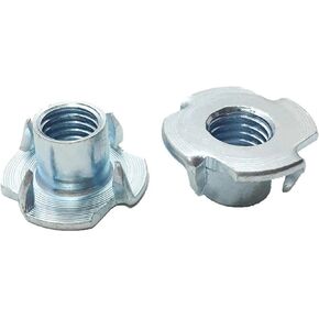 Four Claw T nut Furniture Speaker Wood Board Inlay Claw Bolt Wood Insert Tube for Climbing Wall Sofa Bed Indoor Outdoor Woodworking Construction Silver 1/4x10x18