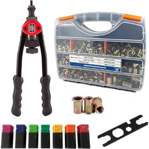 مجموعة متنوعة من 860 قطعة من صواميل البرشام، M3 M4 M5 M6 M8 M10 M12 متري من الفولاذ الكربوني المسطح برأس ملولب مجموعة صواميل برشام مع حقيبة حمل متينة in Kuwait