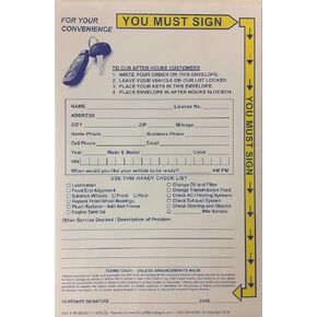 Key Drop Off Envelope - EBNO-1-Y - 500 Qty. (W1)