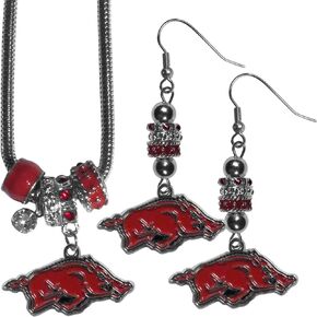 Siskiyou NCAA womens Euro Bead Earrings and Necklace Set