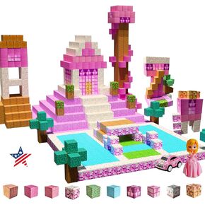 Magnetic Blocks - Create Pink Wonderland with Our Princess Blocks 112 pcs Polar Cubes DreamHouse Magnetic Building Blocks Set Designed in USA