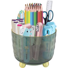 Pen Pencil Holder Rotate, Rotating Desk Organizer and Accessories, Desktop Storage Stationery Supplies Organizers, Clear