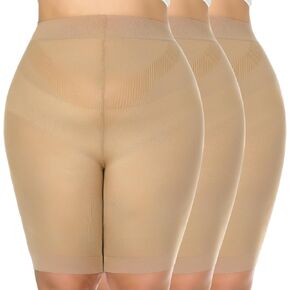 MANZI Plus Size Slip Shorts for Under Dresses Summer Seamless Anti-chafing Underwear Boyshorts 3 Pairs Pack