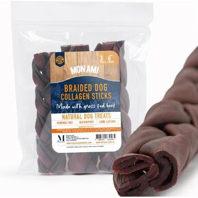 مكافآت الكلاب بالكولاجين من لحم البقر المضفر من مون آمي مع الخضار (6 بوصات) - أعواد الكولاجين للكلاب المصنوعة من لحوم البقر التي تتغذى على العشب مع الجلوكوزامين والكوندرويتين - مكافآت طبيعية للكلاب in Kuwait