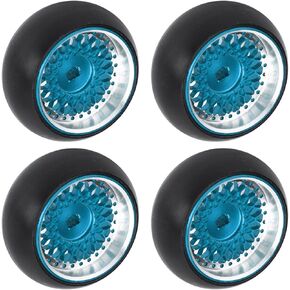4PCS RC Car Drift Wheel Hub Tire Aluminum Alloy Tyres Rubber Tire RC Car Upgrade Parts for WLtoys K989 1/28 RC (Blue)