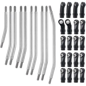 QUE-T 10pcs 313mm Wheelbase Stainless Steel Steering Pull Rod Link Linkage for 1: 10 RC Axial SCX10 II 90046 Crawler Car Silver