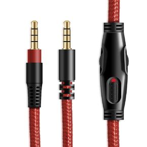 Replacement Audio Aux Cable for HyperX Cloud Alpha and Cloud Mix Gaming headsets with Inline Mute & Volume Control (No Inline Mic, Red)